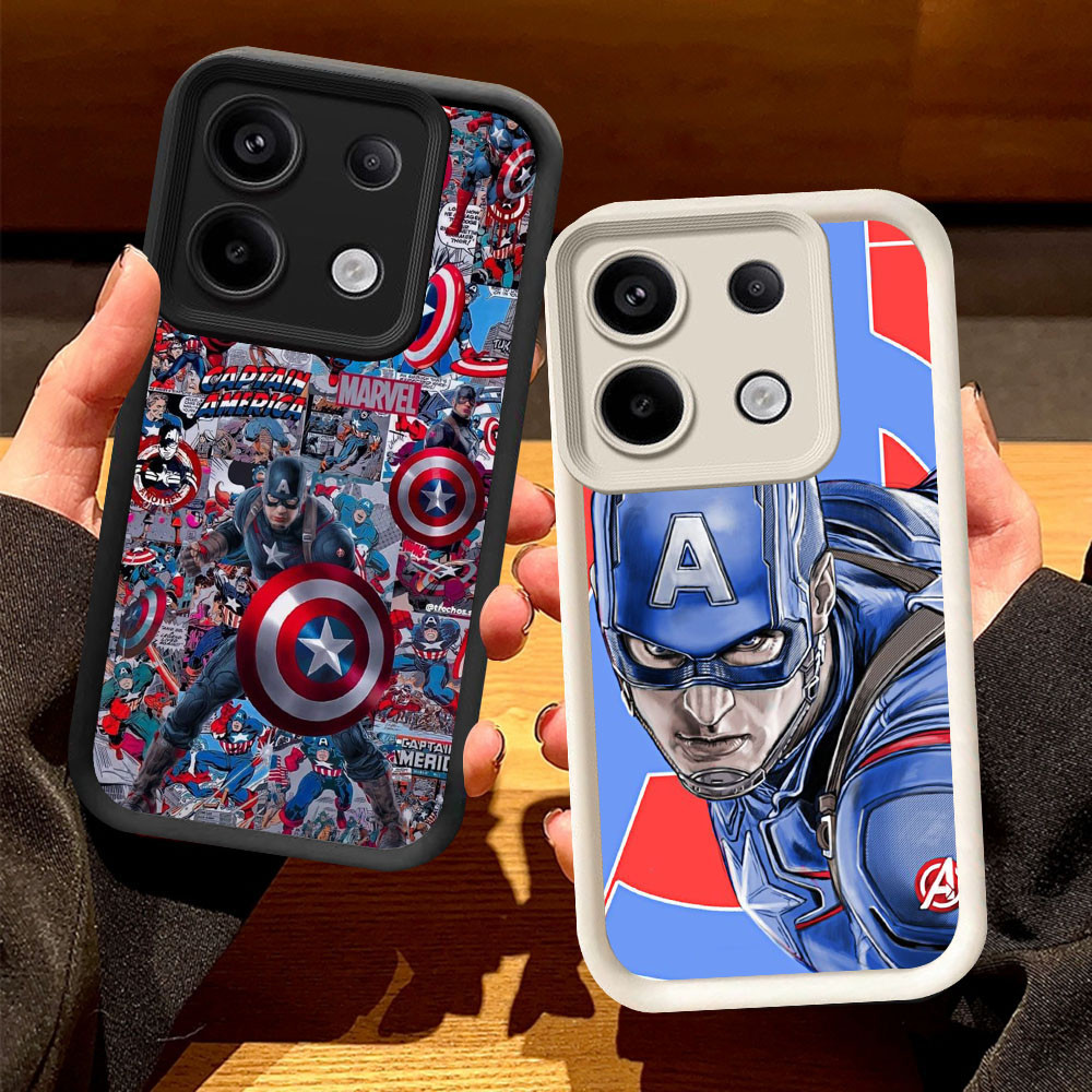 O-11 ปลอกกัปตันอเมริกาสําหรับ Xiaomi POCO M6 X6 NEO M7 M4 Pro สีดําและสีขาว