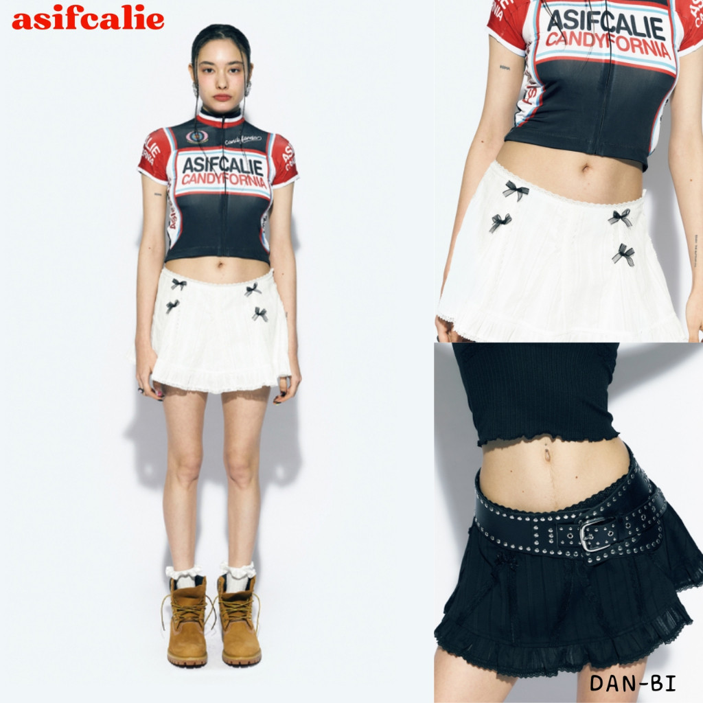 ♞,♘,♙[ASIFCALIE] Frill RIBBON PANEL SKIRT_2color / สินค้า kr แท้ 100% / จัดส่งรวดเร็วจาก kr! gbv