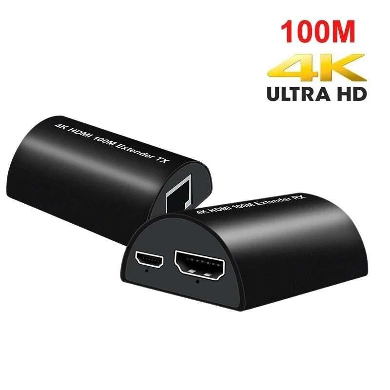 4K 100M HDMI Extender Video Converter ผ่าน CAT5e Cat6 UTP RJ45 LAN เครือข่ายสายอีเธอร์เน็ต 1080P 60m