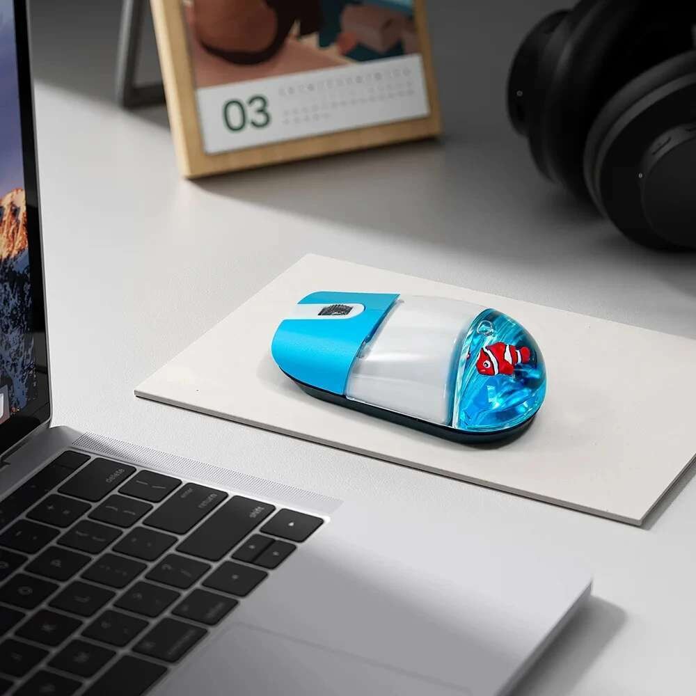 Frutiger Aero Aqua Liquid Mouse น่ารักลอย Aquarium สัตว์ รูปที่ 3