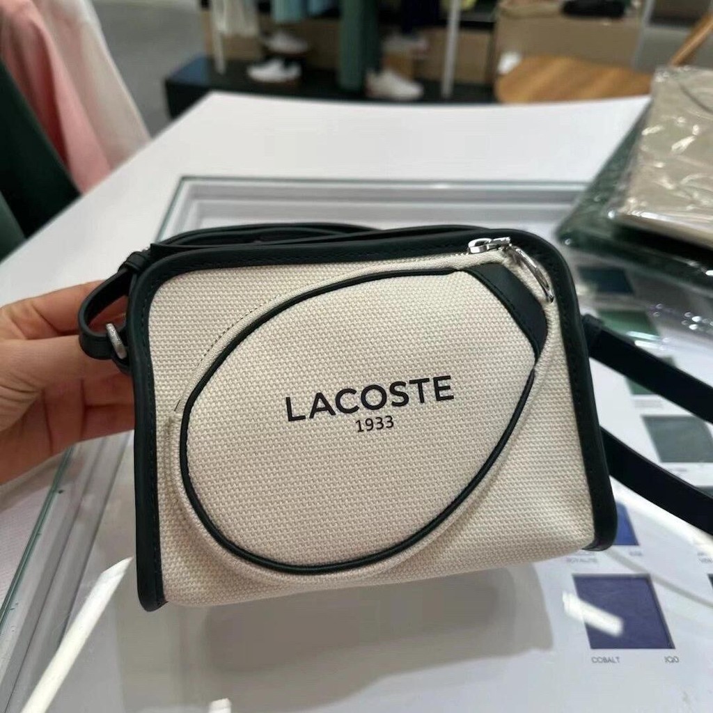 Lacoste French Crocodile ผู้ชายและผู้หญิงฤดูใบไม้ร่วงแฟชั่นกระเป๋าแร็กเก็ตตกแต่งCrossbodyกระเป๋าโทร