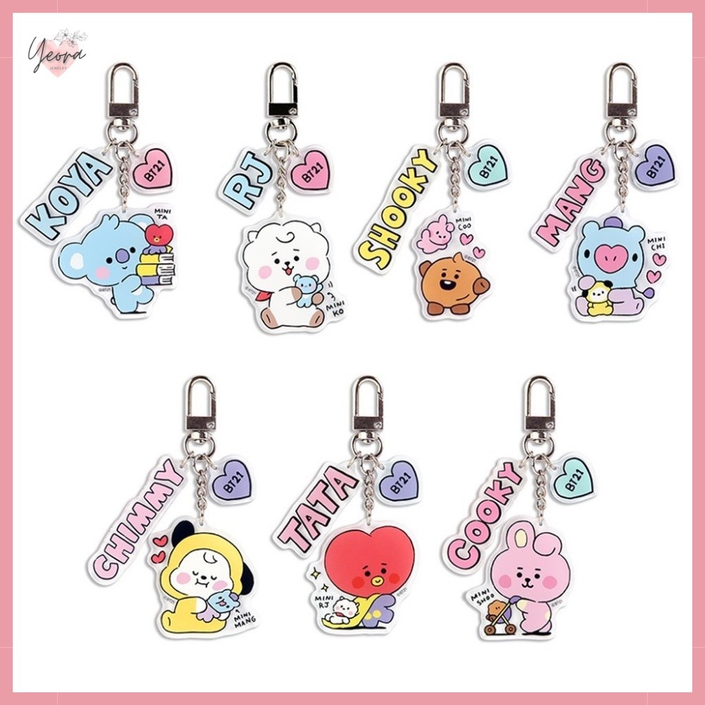 ในสต็อก BT21 พวงกุญแจ Koya RJ Shooky Mang Chimmy Tata Cooky พวงกุญแจ Kpop BTS BT21 อุปกรณ์เสริม BT21