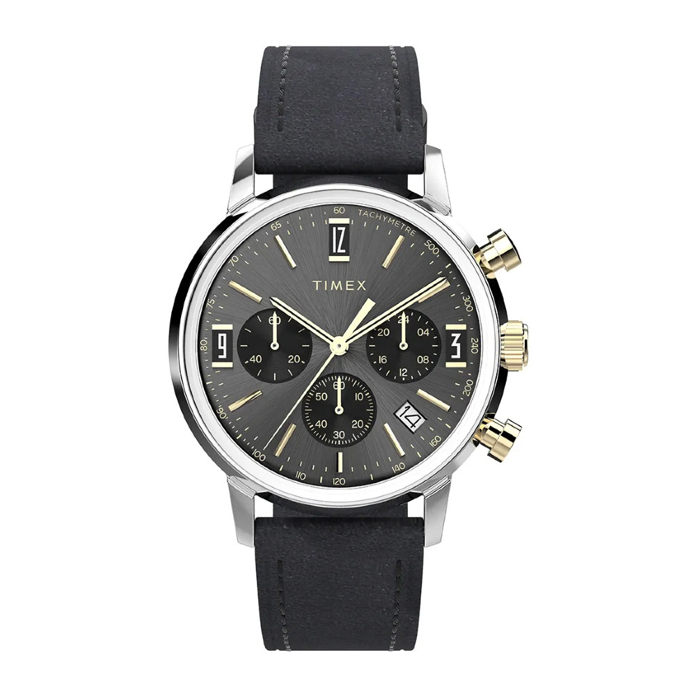 Timex TW2W51500 Marlin® Chronograph Tachymeter Leather Strap Watch 40mm.