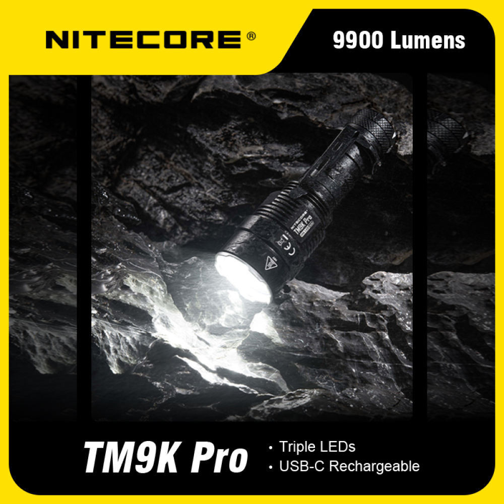 NITECORE TM9K Pro 9900 Lumens ไฟฉาย, แบตเตอรี่ลิเธียมไอออน 5000Mah, การชาร์จ USB-C