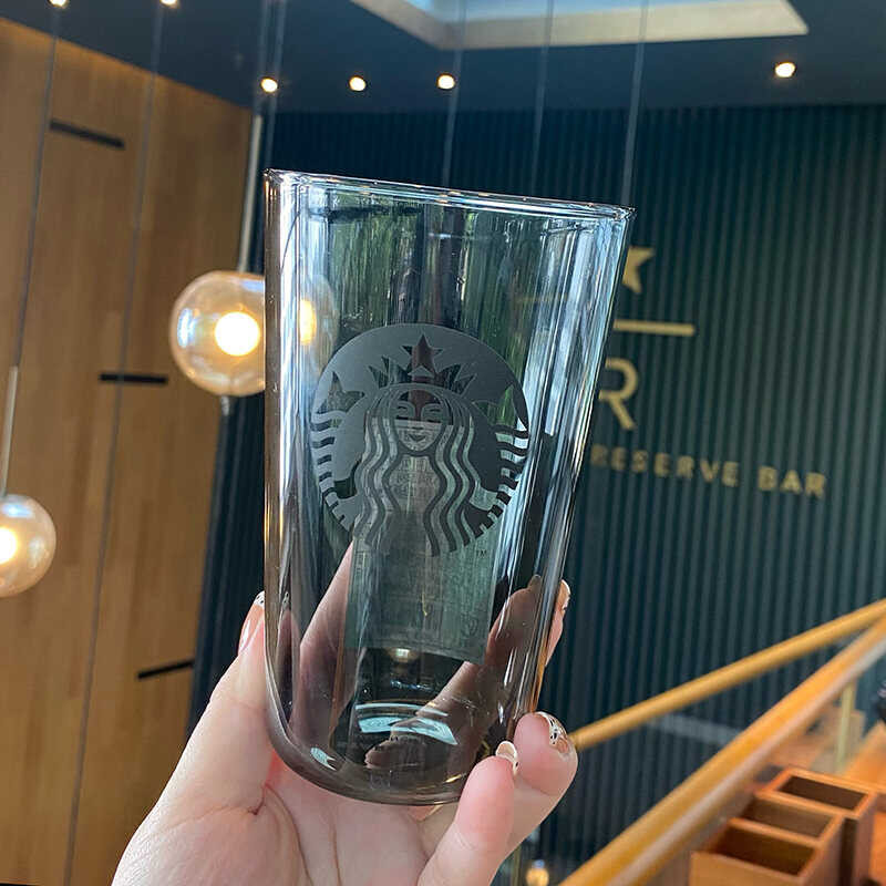 Store Official Glass Black High-Value Female Korean Simple Ins Office Large-Capacity Coffee Cup M