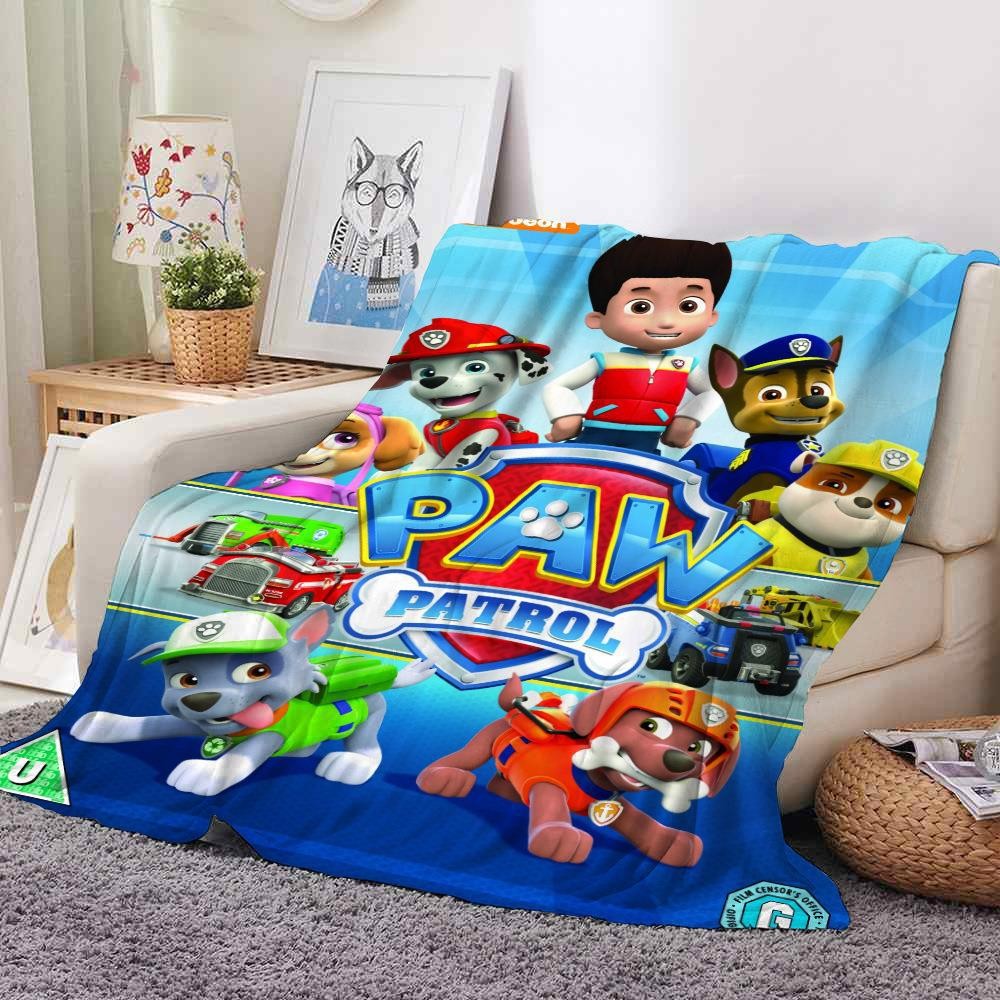 การผลิตผ้าห่มข้ามพรมแดน Paw Patrol Paw Patrol สักหลาด ผ้าห่มขนแกะปะการัง ผ้าห่มพิมพ์ลายการ์ตูนเด็ก