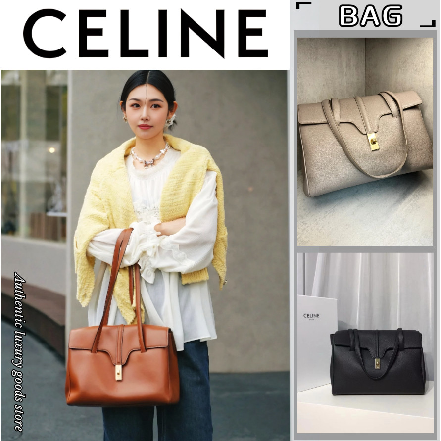 ♞,♘,♙CELINE TEEN SOFT/CELINE TEEN หนังวัว/กระเป๋าช้อปปิ้ง/ล็อค/กระเป๋าสะพายข้าง/กระเป๋าถือง/สายสะพา