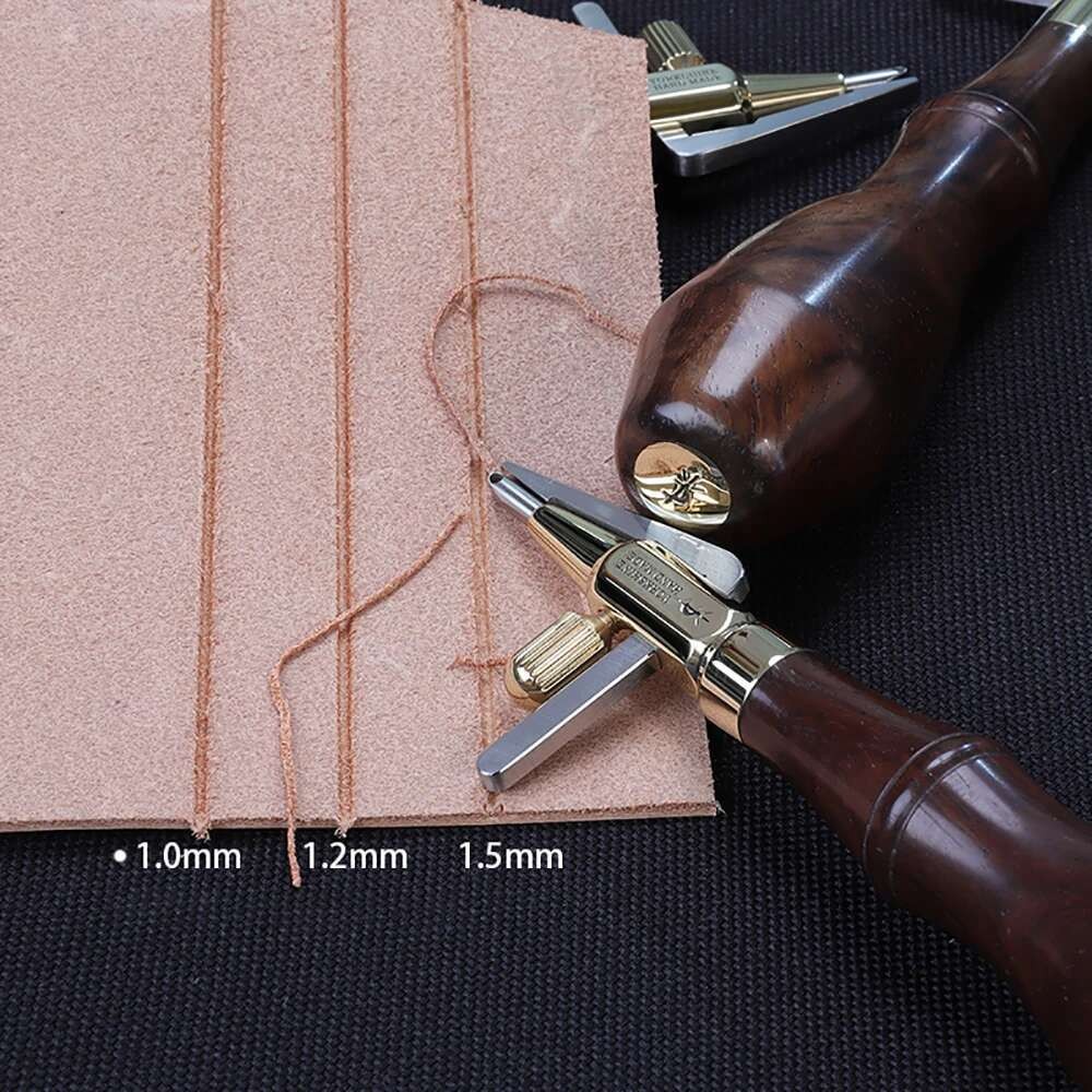 Yorkshine Leather Groover Tool Adjustable Edge Crease Stitching Groover 1.0/1.5/2.0MM M390 Steel Hea