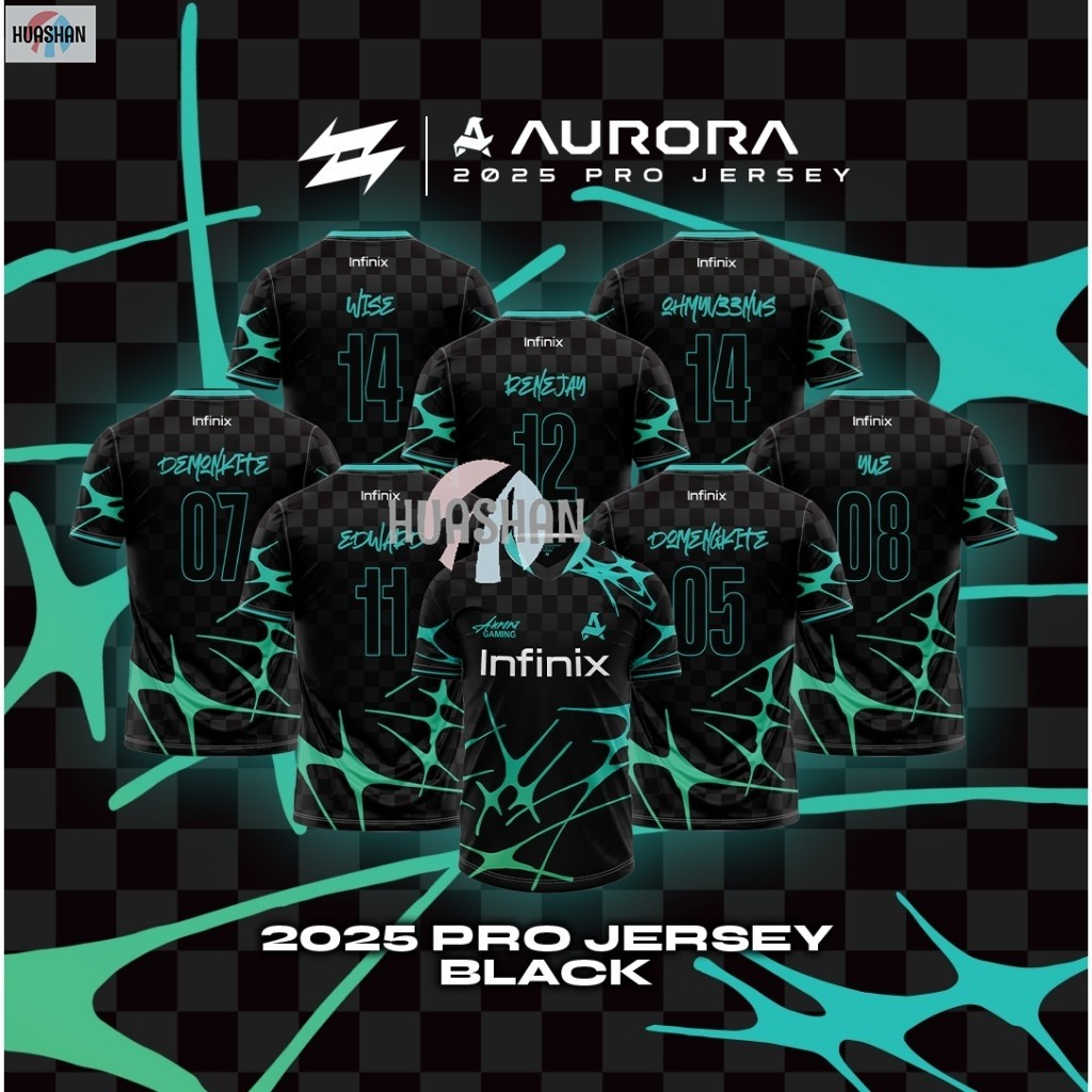 Free Custom [สีดํา] Aurora 2025 Pro Jersey Infinix Jersey เสื้อยืด Tops Supporters ONIC ESPOTS MPL S