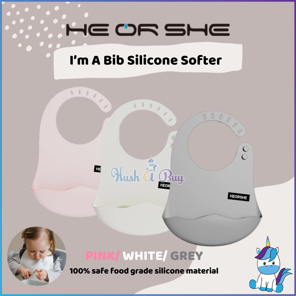 HeOrShe Im A Baby Bib - สีขาว / ชมพู / เทา | ฮูชาบาย