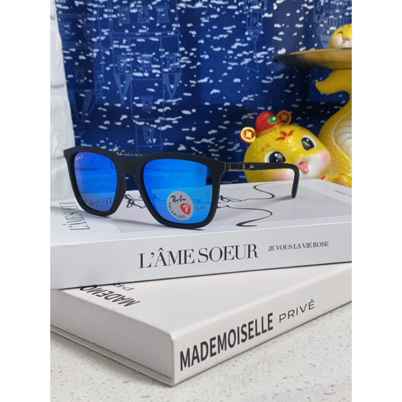 RayBan5101 แว่นตากันแดดเลนส์สีฟ้าแฟชั่น All-Match Light สบายผู้ชายผู้หญิงสไตล์เดียวกันสีดํา