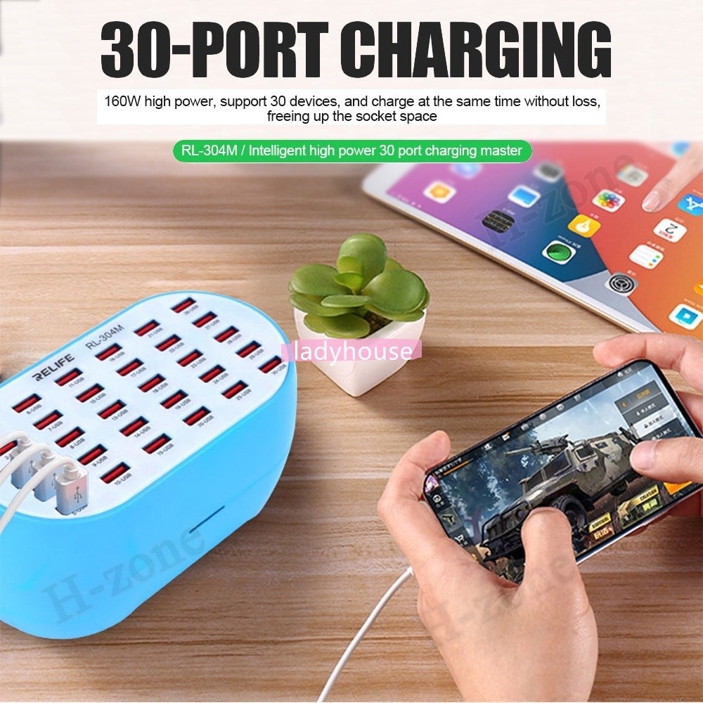 ต้นฉบับใหม่ RELIFE RL-304M เครื่องชาร์จพอร์ต 30 อัจฉริยะ 160W ชาร์จเร็วพลังงานสูงคุณภาพดีที่สุด