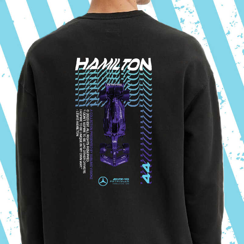 เสื้อสเวตเตอร์ Lewis Hamilton Formula 1 Mercedes Lewis Hamilton Crewneck F1