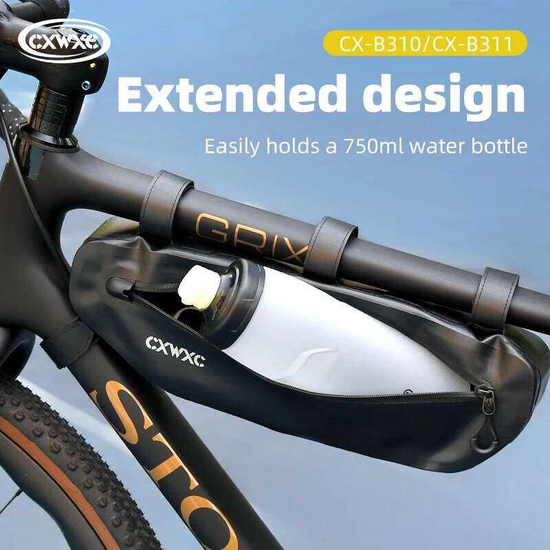 ▥ CXWXC 1.8L/3L/4L กันน้ําจักรยานสามเหลี่ยมกระเป๋าจักรยานกรอบด้านหน้า Tube กระเป๋าขี่จักรยานกระ