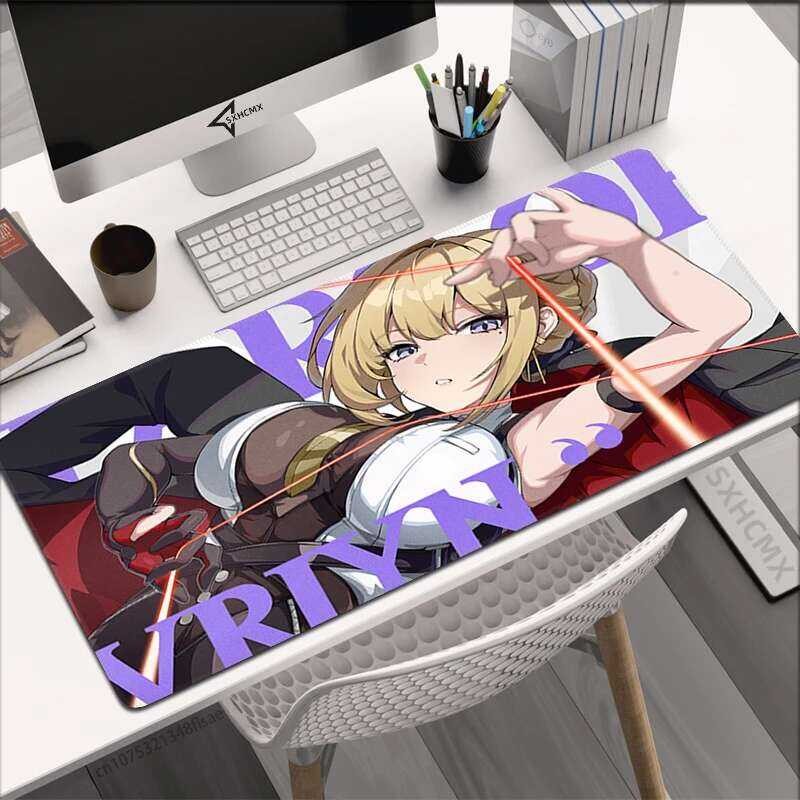 แผ่นรองเมาส์ Zenless Zone Zero Gaming ZZZ Evelyn Chevalier เซ็กซี่ Kawaii PC Gamer สํานักงานลื่นยางล