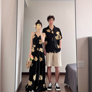 คู่สวมใส่ 2025 ฤดูร้อนคู่สวมใส่ริมทะเลชายหาดสลิงพิมพ์ชุดผู้ห…