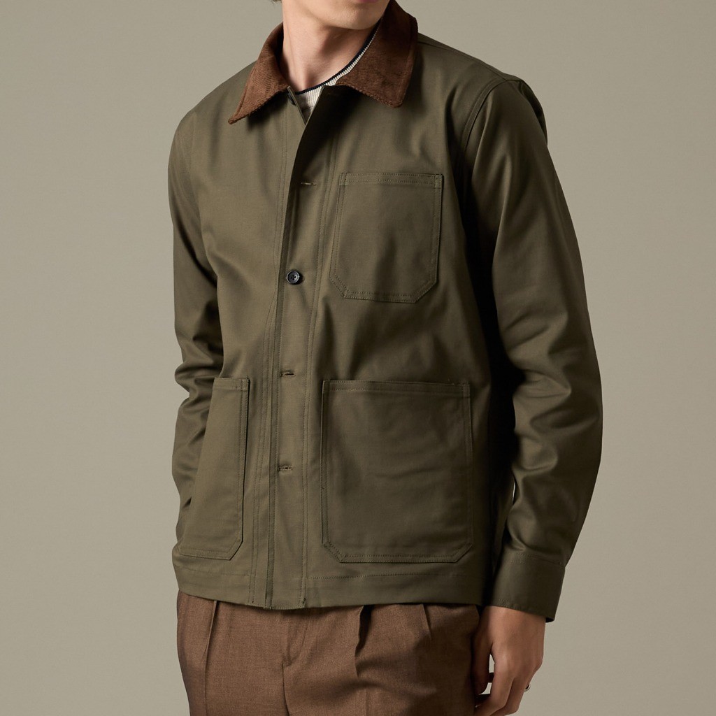 ♞,♘TWENTYSECOND เสื้อแจ็คเก็ตผ้าคอตต้อนทวิล รุ่น Classic Barn Jacket - เขียว / Olive QX