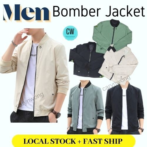 ผู้ชายแฟชั่นเสื้อแจ็คเก็ตเกาหลี Bomber Varsity Casual Sport Jaket Lelaki Rider Motor Windproof