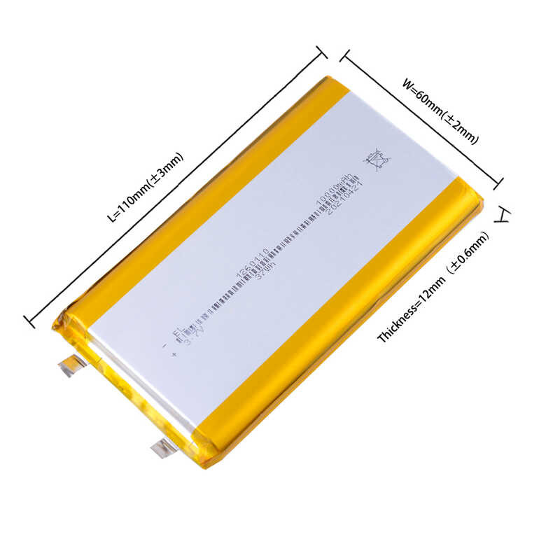 Δ แบตเตอรี่ลิเธียมไอออน / ลิเธียมไอออน 3.7V 10000Mah 1260110