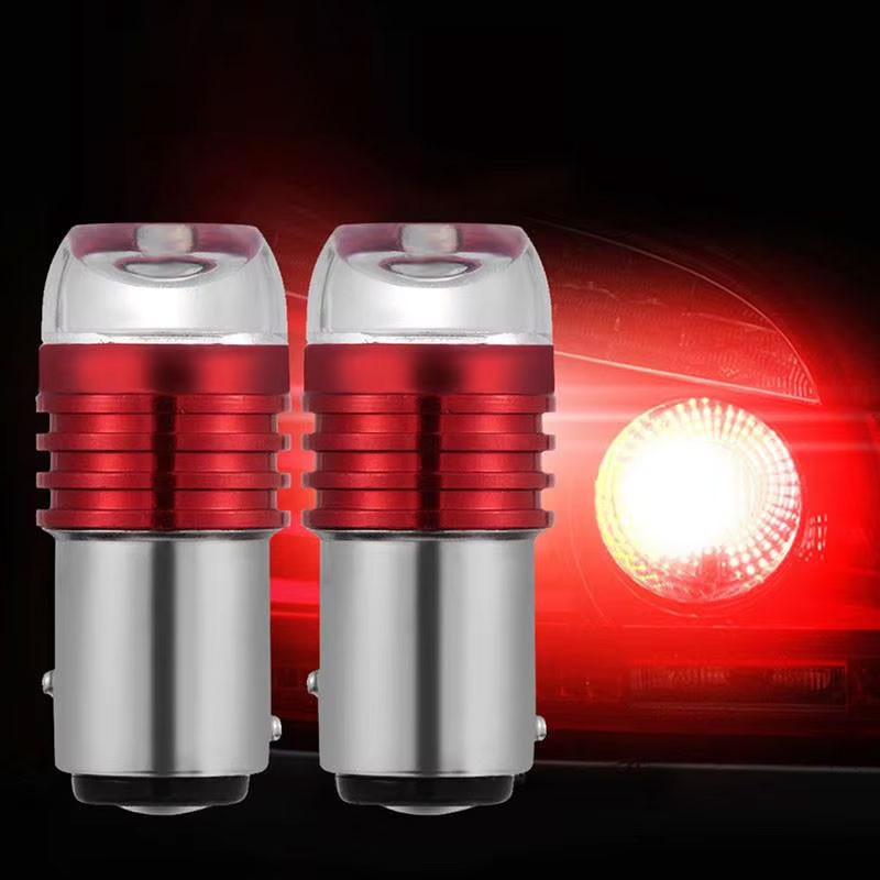 สีแดง 1157 BAY15D Strobe กระพริบ LED โปรเจคเตอร์หลอดไฟสําหรับรถยนต์ไฟท้ายไฟเบรคไฟเลี้ยวอัตโนมัติหลอดไฟ