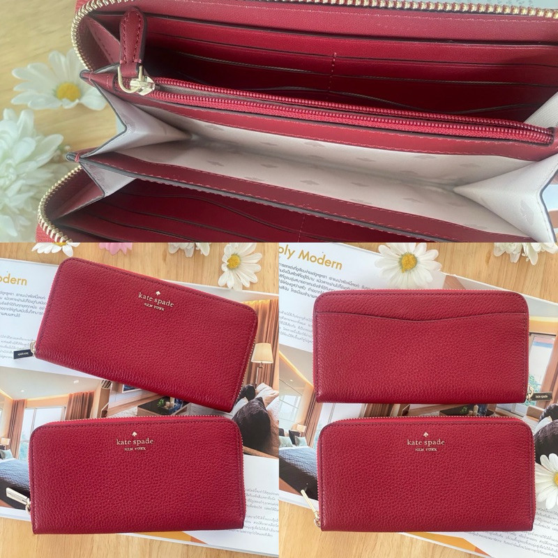 (สด-ผ่อน) กระเป๋าสตางค์ซิปรอบ WLRO0392 K9347 สีเขียว สีดำ / WLR00130 ชมพู Kate Spade Staci Large C