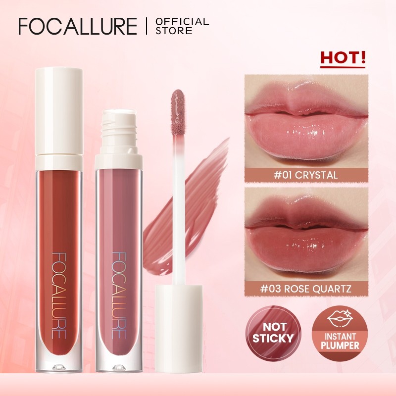 ในสต็อก Focallure Plumpmax Shimmer Lip Gloss ริ้วรอยจางลง Instant Plumpe Non Sticky Refreshing