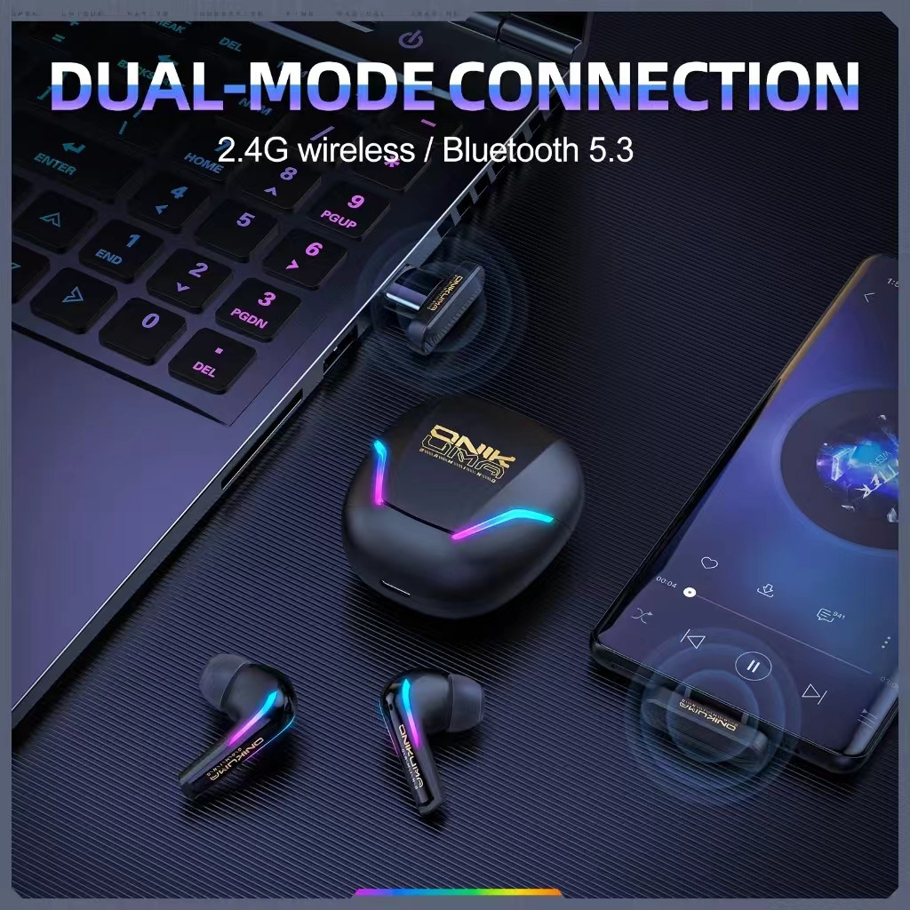 Onikuma T27 5.3 ในหูหูฟังเกมมิ่งมีสามโหมดการเชื่อมต่อสำหรับการเชื่อมต่อไร้สายคอมพิวเตอร์