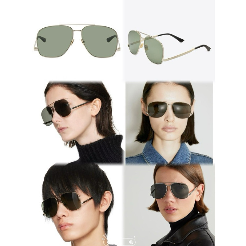 ของแท้ แว่นตากันแดด YSL/Saint Laurent LEON SL653 / F Metal Pilot