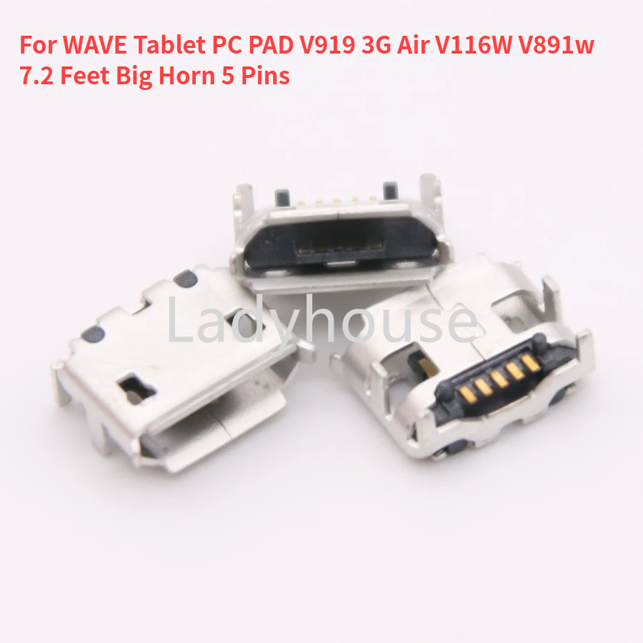 5-50pcs ใหม่ Micro USB Connector แจ็คชาร์จพอร์ตซ็อกเก็ตสําหรับ WAVE แท็บเล็ต PC PAD V919 3G Air V116