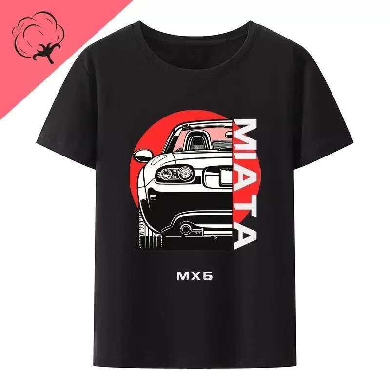 Initial D JDM MIATA MX5 Theme ผ้าฝ้าย 100% Y2k Tees Gym เสื้อผ้า Tshirt ฤดูร้อนกราฟิก O-คอ Streetwea
