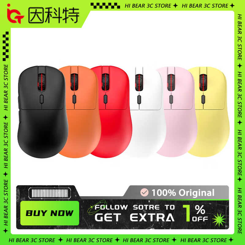 GHERO 5 Incott เมาส์ไร้สายสองโหมด PAW3395 เซ็นเซอร์ RGB ต่ำหน่ว