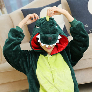 Unisex Kigurumi ไดโนเสาร์ Stitch Pikachu เสือการ์ตูน Flannel อะนิเมะคอสเพลย์เครื่องแต่งกายผู้หญิงผู้ชายชุดนอน Onesies ชุดนอนเด็กสําหรับคริสต์มาส