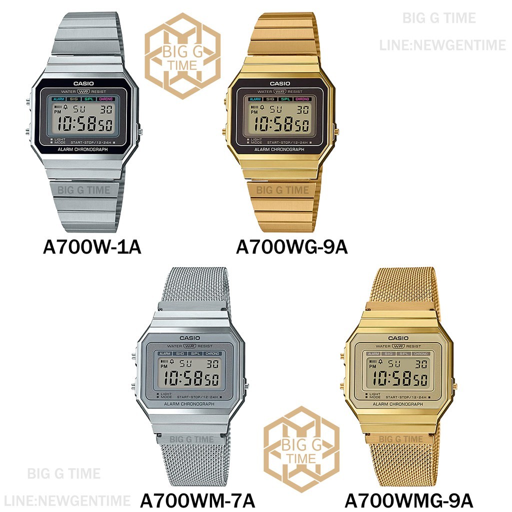 นาฬิกา CASIO รุ่น A700W Sereis ของแท้  A700W-1A/A700WG-9A/A700WM-7A/A700WMG-9A ของแท้ รับประกัน 1 ป