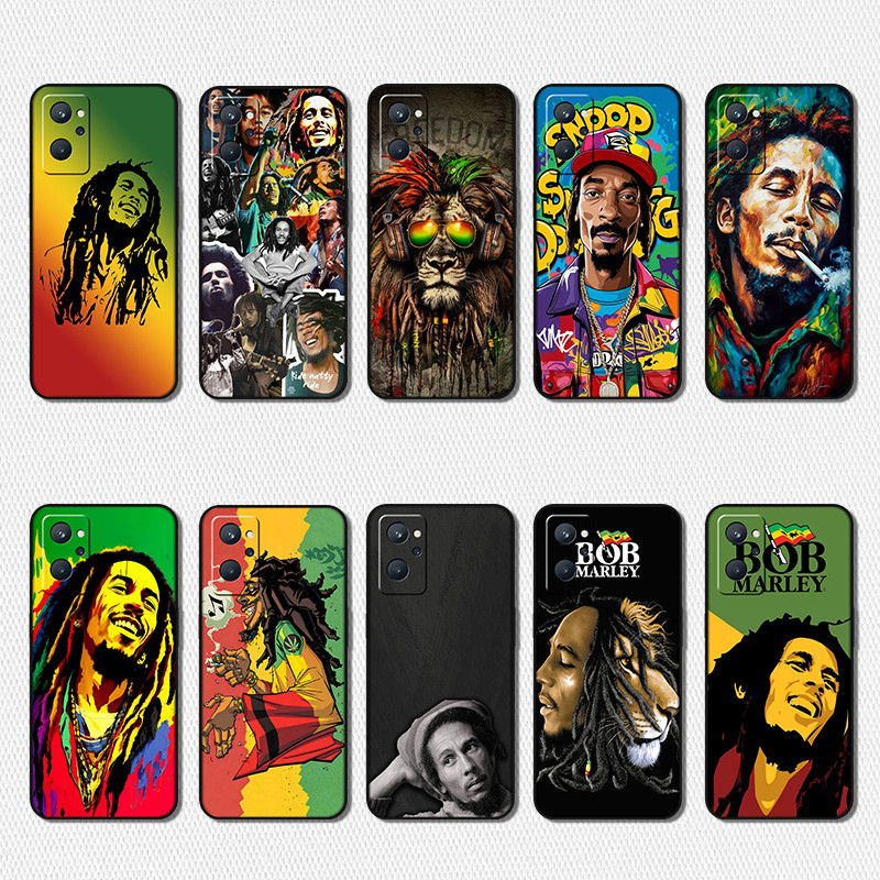 เคสโทรศัพท์สีTPUนุ่มสีดําสําหรับRealme 9 10 Pro Plus 9i HR7 bob marley Anti fall design