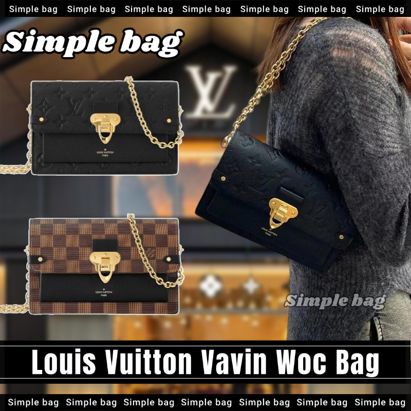 หลุยส์วิตตองLouis Vuitton Vavin Woc Shoulder bag LV กระเป๋าสตางค์สายโซ่ กระเป๋าสะพายเดี่ยว #Simple