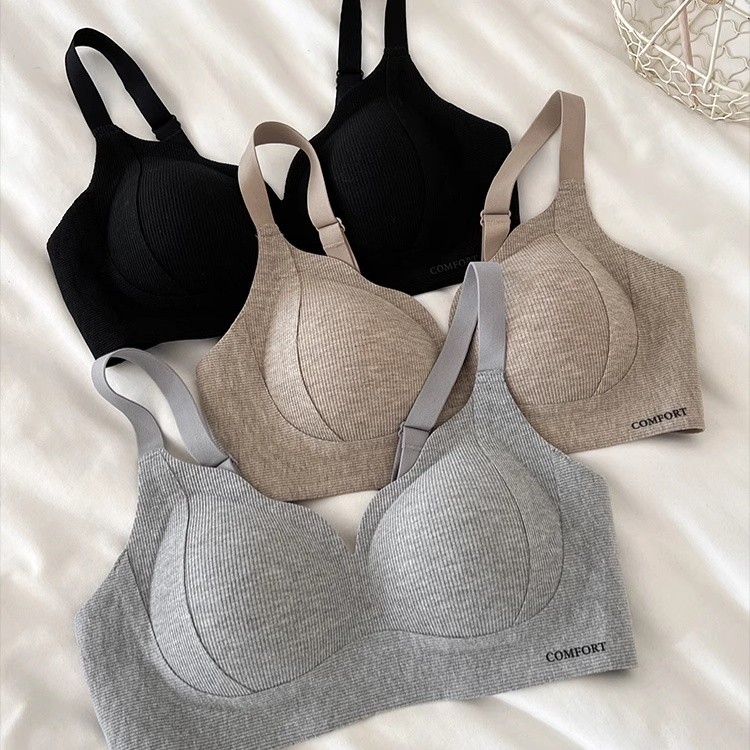 ชุดชั้นในไร้รอยต่อของผู้หญิงทําจากวุ้นชุดชั้นในด้ายผ้าระบายอากาศในฤดูร้อนชุดชั้นในไม่มีร่องรอยยืดหยุ่นสูงคอวีชุดชั้นในผลักขึ้นเพื่อรวบรวมหน้าอกสว
