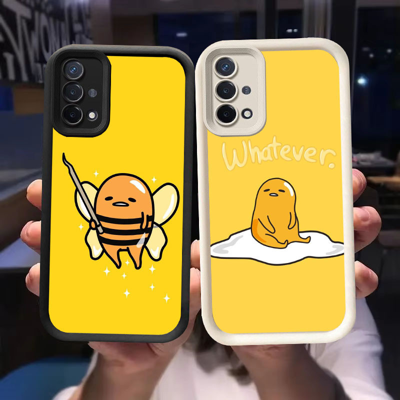 O-64 Lazy Egg Case สําหรับ OPPO Reno 4 Lite A16K A16E 4F A93 F17 Pro สีดําและสีขาว