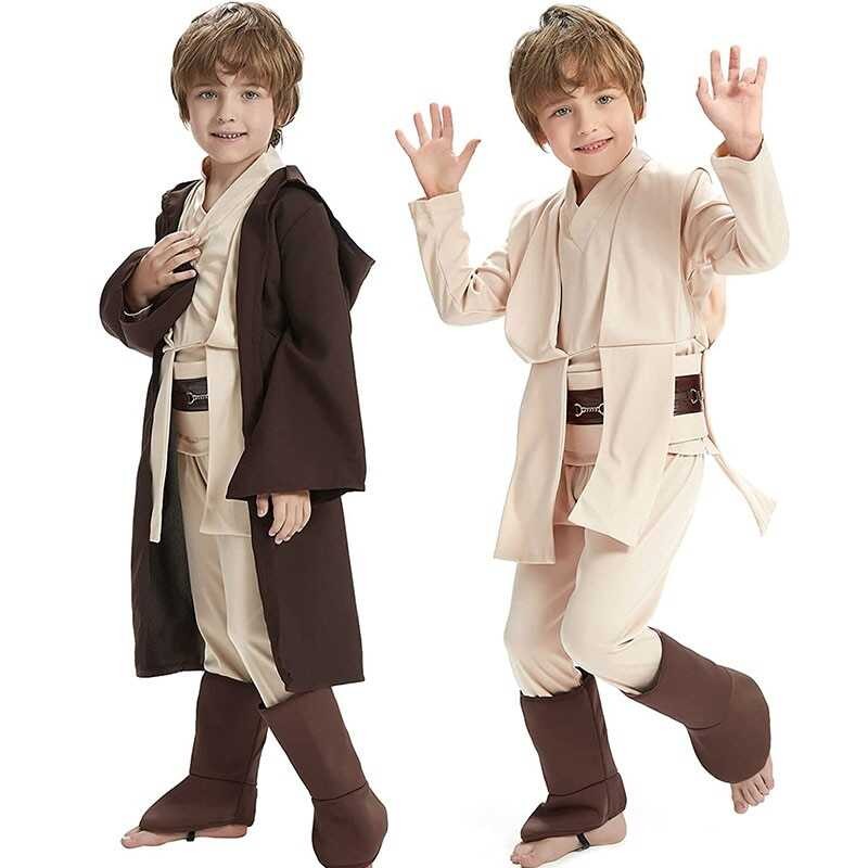 Wars Star Cosplay Costume Kids Jedi Warrior Cosplay Hooded Cloak Clothing Suit Halloween Party Cos