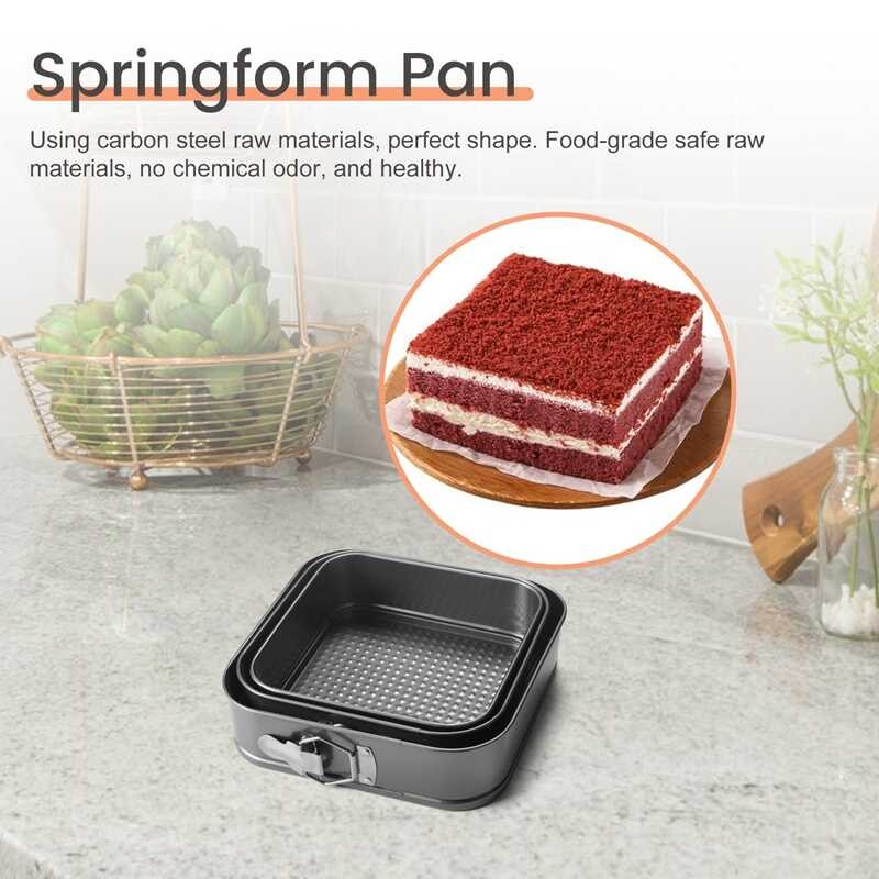 Springform Square Dessert Nonstick Leakproof Cake Pan Bakeware Pan, Baking Cheesecake Pans Set 3