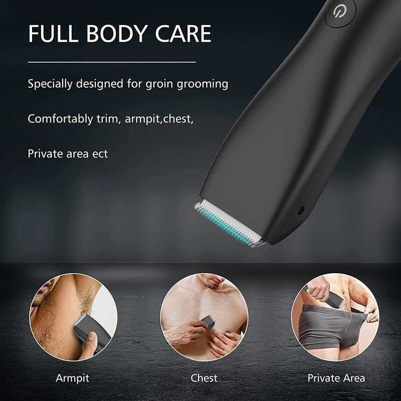 Pubic Trimmer Men Electric Groin & Shaver For Balls Body Hair Clipper With Charging Dock Waterp