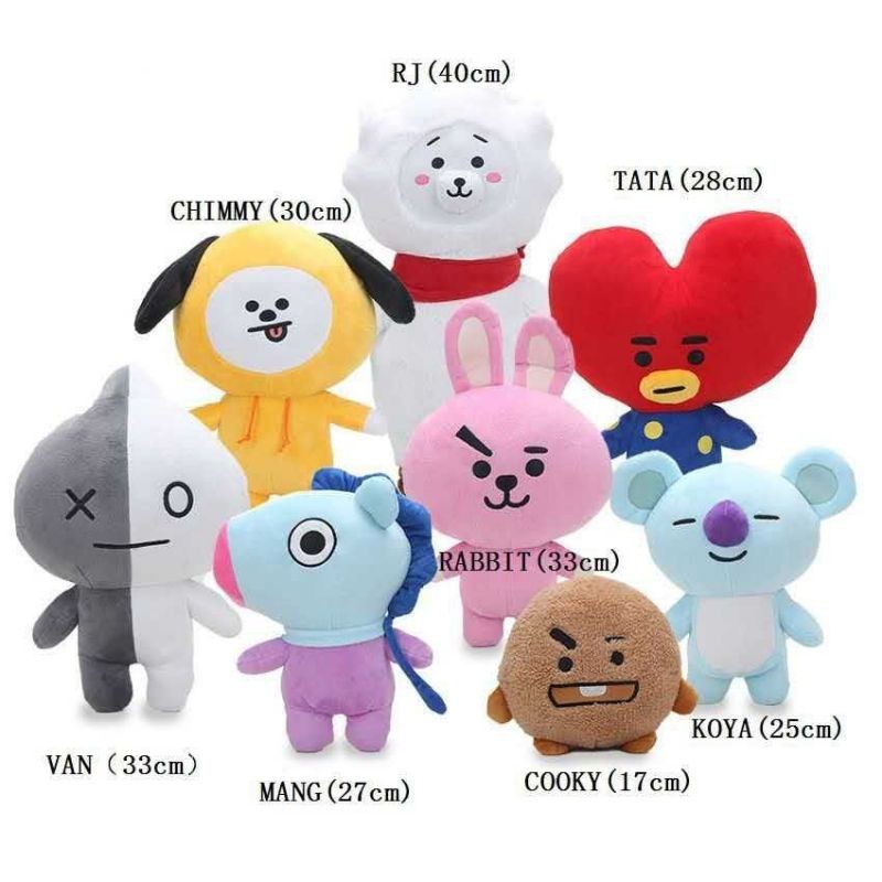 ในสต็อก มีความสุข #7inch Bt21 ของของเล่น Chimmy, cooky และ tata bts ตุ๊กตาของเล่น