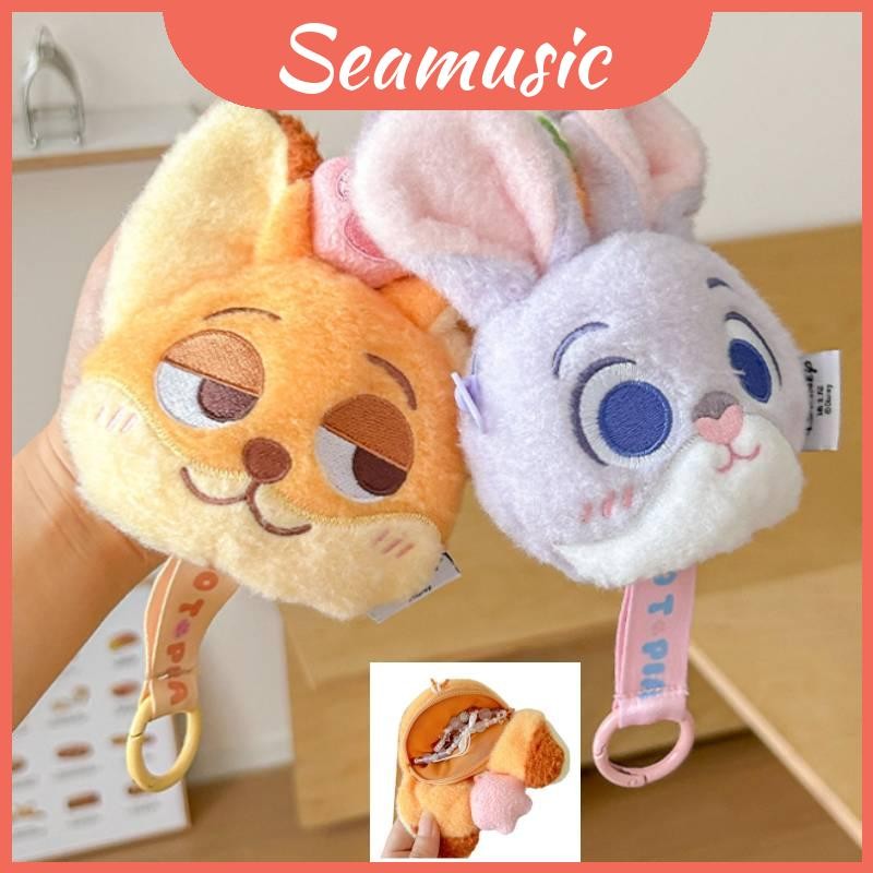 ตุ๊กตา Disney Cute Zootopia Judy Nick Fox กระเป๋าใส่เหรียญพวงกุญแจสําหรับและเด็กนักสะสม