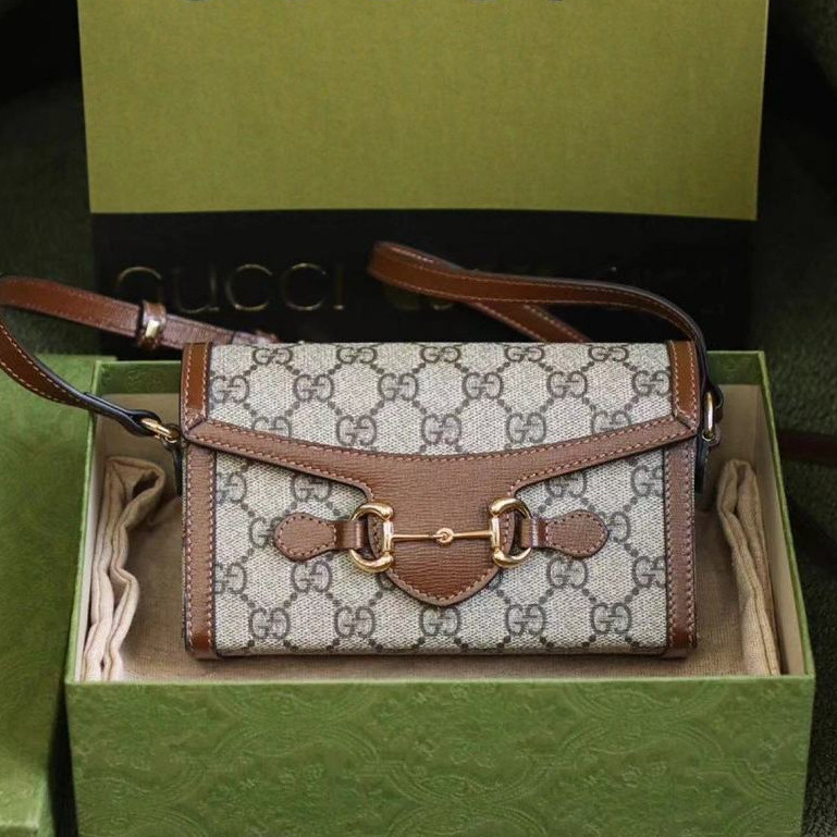 กุชชี่Gucci Horsebit 1955 series mini/crossbody baกระเป๋ากล้อง/กระเป๋าสะพาย/กระเป๋าใส่มือถือ/GG