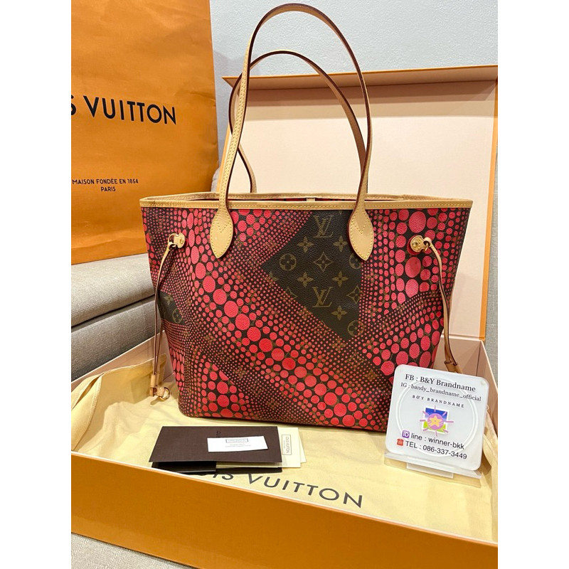 Louis Vuitton Neverfull Yayoi Kusama MM Dc.12 Fullset ️ พร้อมส่งค่ะ ️  ของแท้% ไม่แท้ยินดีคืนเงินเต