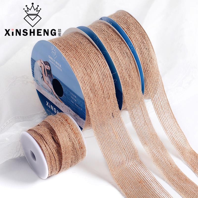 Xinyi เชือกป่านริบบิ้นทําด้วยมือย้อนยุคทําโบว์ริบบิ้นดอกไม้ร้านช่อดอกไม้วัสดุบรรจุภัณฑ์ดอกไม้