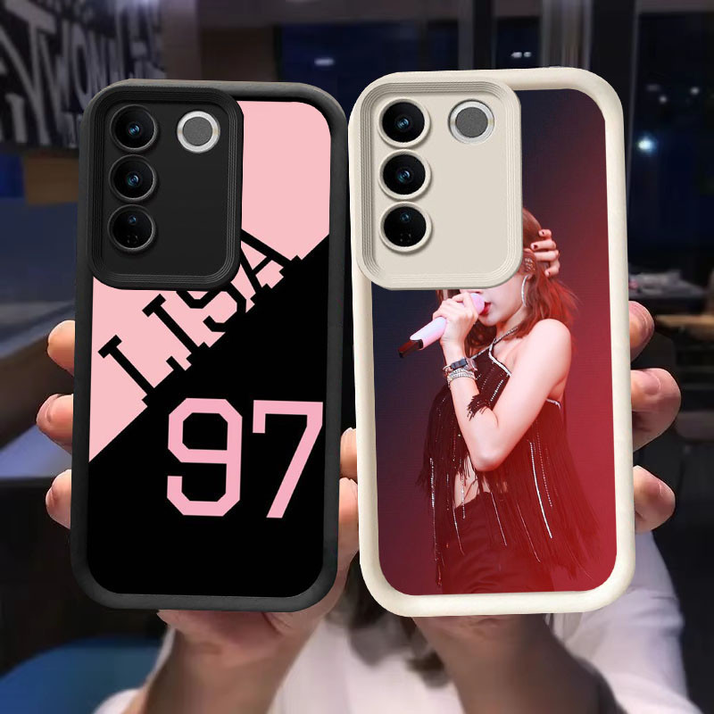 O-2 BLACKPINK Lisa Casing สําหรับ VIVO Y200e V27 V27E Pro สีดําและสีขาว