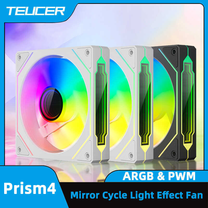TEUCER Prism4 d Case Fan 120 มม. ARGB Mirror Loop ประสิทธิภาพแสง CPU Cool Fan 4Pi