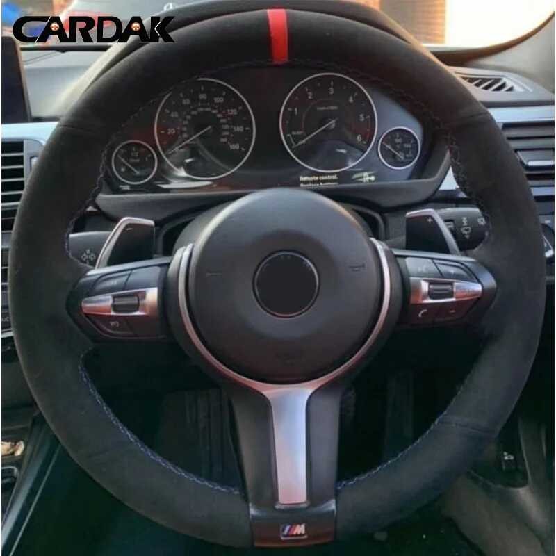 ி ฝาครอบพวงมาลัยรถยนต์ CARDAK สีดำสำหรับ F87 M2 F80 M3 F82 M4 M5 F
