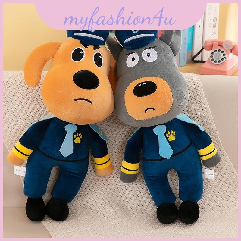 Labrador น่ารักนายอําเภอ Plush ของเล่นคุณภาพสูง Pp Cotton บรรจุ Ultra-soft สั้นขนสัตว์สีเหลือง/สีเทา 30 ซม.45 ซม.60 ซม.