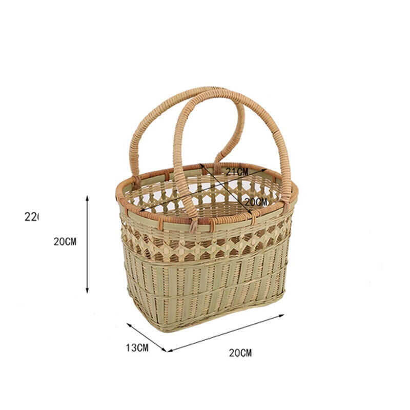 Handmade Keestar Bamboo Editor Hand -Raised Home Storage Fruit Basket Market To Buy Vegetable Bas